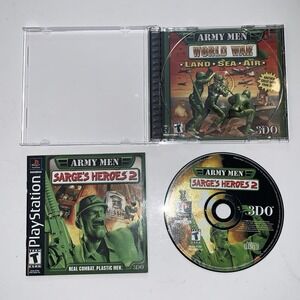 Army Men Sarge's Heroes 2 Sony PS1 2000 Black Label CIB Reg Card Tested Gameplay